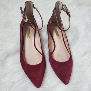 Louise et Cie Burgundy Ankle Strap Flats | 5